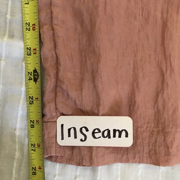 House of Harlow Pastel Pink Lightweight Wide Leg Crinkled Pull On Casual Pants M - Picture 7 of 9